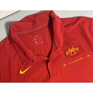 Nike Iowa State Cyclones Polo Shirt Large L Dri-Fit Short Sleeve With Pocket